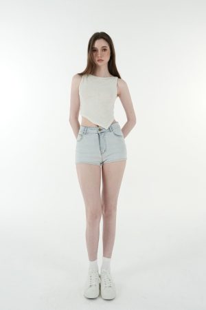 Asymmetrical Fitted Strap Knit Top with Microé€å­—é¢† - Trendy Y2K Style for Stylish Layering and Modern Looks