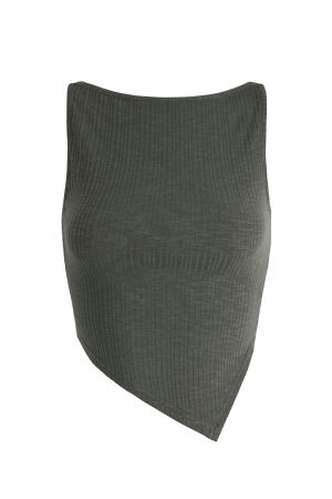 Asymmetrical Fitted Strap Knit Top with Microé€å­—é¢† - Trendy Y2K Style for Stylish Layering and Modern Looks