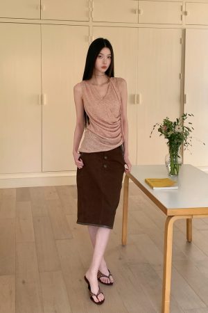 Asymmetrical Hem Pleated Halter Top - Flowy Summer Design with Side Waist Detail