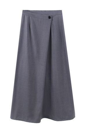 Asymmetrical Irregular Half Skirt with Back Slit - High-Waisted Slimming Button Wrap Midi Skirt for Women - Spring/Summer Fashion 2025