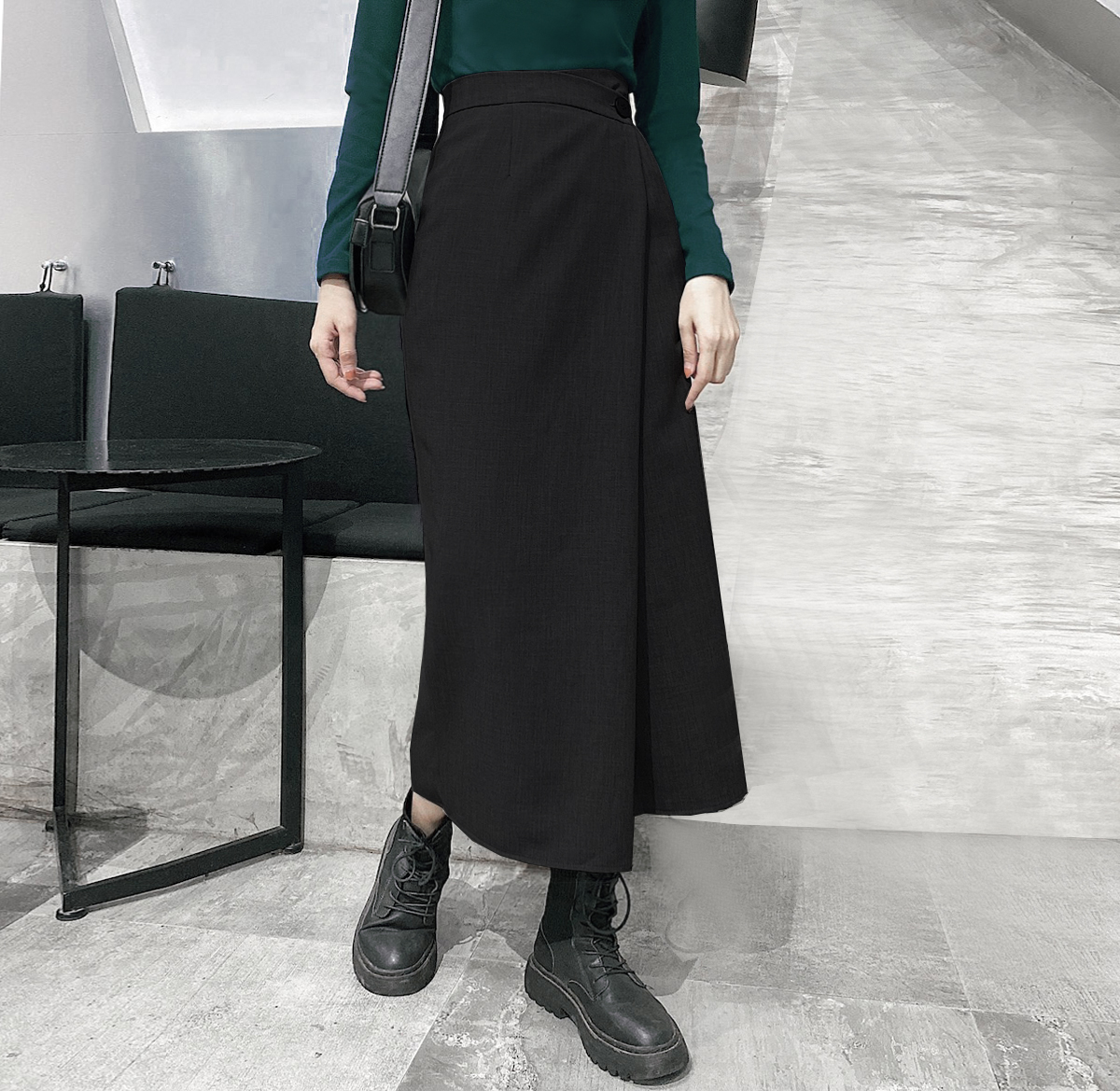 Asymmetrical Irregular Half Skirt with Back Slit - High-Waisted Slimming Button Wrap Midi Skirt for Women - Spring/Summer Fashion 2025 Asymmetrical Irregular Half Skirt with Back Slit - High-Waisted Slimming Button Wrap Midi Skirt for Women - Spring/Summer Fashion 2025