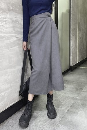 Asymmetrical Irregular Half Skirt with Back Slit - High-Waisted Slimming Button Wrap Midi Skirt for Women - Spring/Summer Fashion 2025