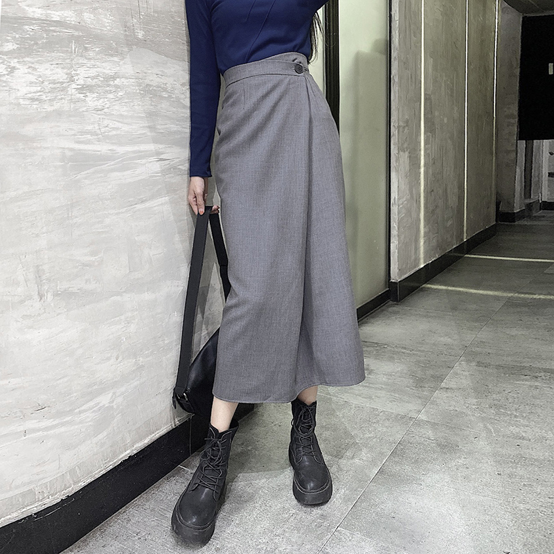 Asymmetrical Irregular Half Skirt with Back Slit - High-Waisted Slimming Button Wrap Midi Skirt for Women - Spring/Summer Fashion 2025 Asymmetrical Irregular Half Skirt with Back Slit - High-Waisted Slimming Button Wrap Midi Skirt for Women - Spring/Summer Fashion 2025