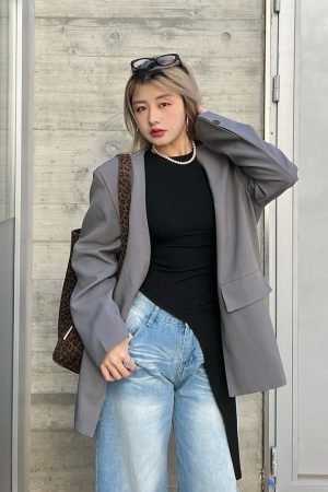 Asymmetrical Long Sleeve T-Shirt for Women - Minimalist Korean Style Slim Fit Top - Fashionable Spring 2025 Design