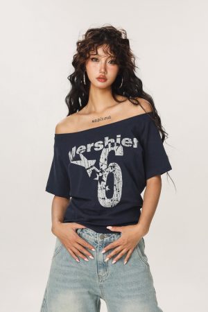 Asymmetrical Slim Fit Short Sleeve T-Shirt for Women - Spicy Girl American Style Summer Top, Unique 90s Inspired Fashion