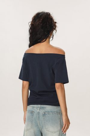 Asymmetrical Slim Fit Short Sleeve T-Shirt for Women - Spicy Girl American Style Summer Top, Unique 90s Inspired Fashion