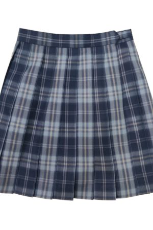 Authentic JK Plaid Pleated Skirt - A-line Checkered Midi Skirt for Women - Y2K Inspired Sea Night Design