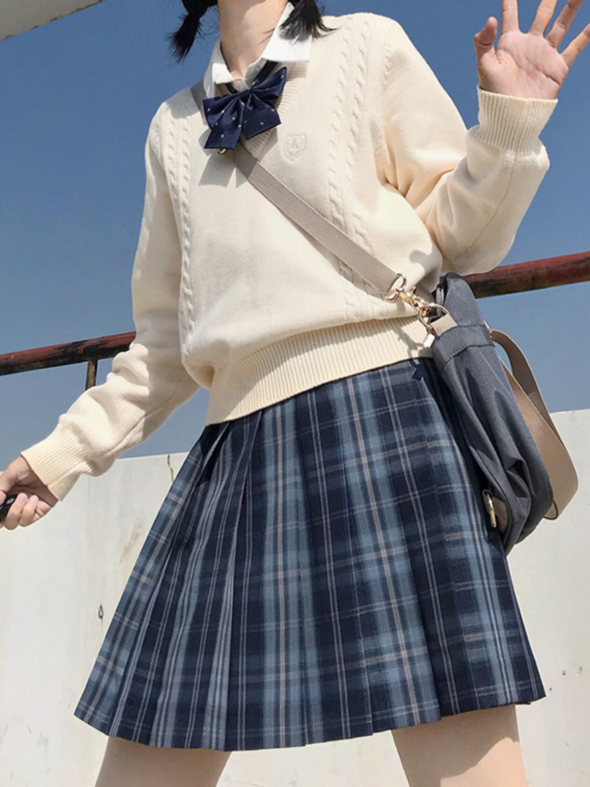 Authentic JK Plaid Pleated Skirt - A-line Checkered Midi Skirt for Women - Y2K Inspired Sea Night Design Authentic JK Plaid Pleated Skirt - A-line Checkered Midi Skirt for Women - Y2K Inspired Sea Night Design