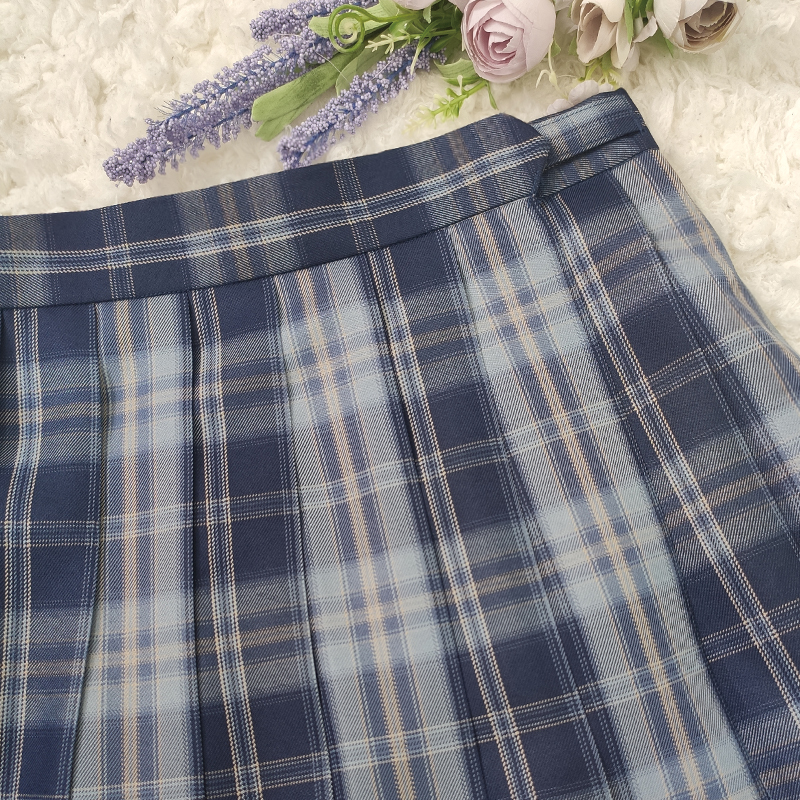 Authentic JK Plaid Pleated Skirt - A-line Checkered Midi Skirt for Women - Y2K Inspired Sea Night Design Authentic JK Plaid Pleated Skirt - A-line Checkered Midi Skirt for Women - Y2K Inspired Sea Night Design
