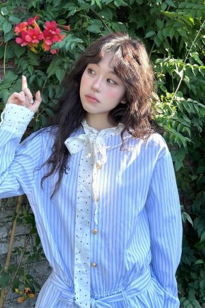 Autumn Color Block Striped Long Sleeve Dress for Women, Waist-Cinching Slimming Casual Dress, 90s Inspired Fashion