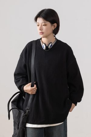 Autumn Minimalist Breathable Waffle Long Sleeve T-Shirt for Men - Loose Fit Round Neck Casual Wear Trend