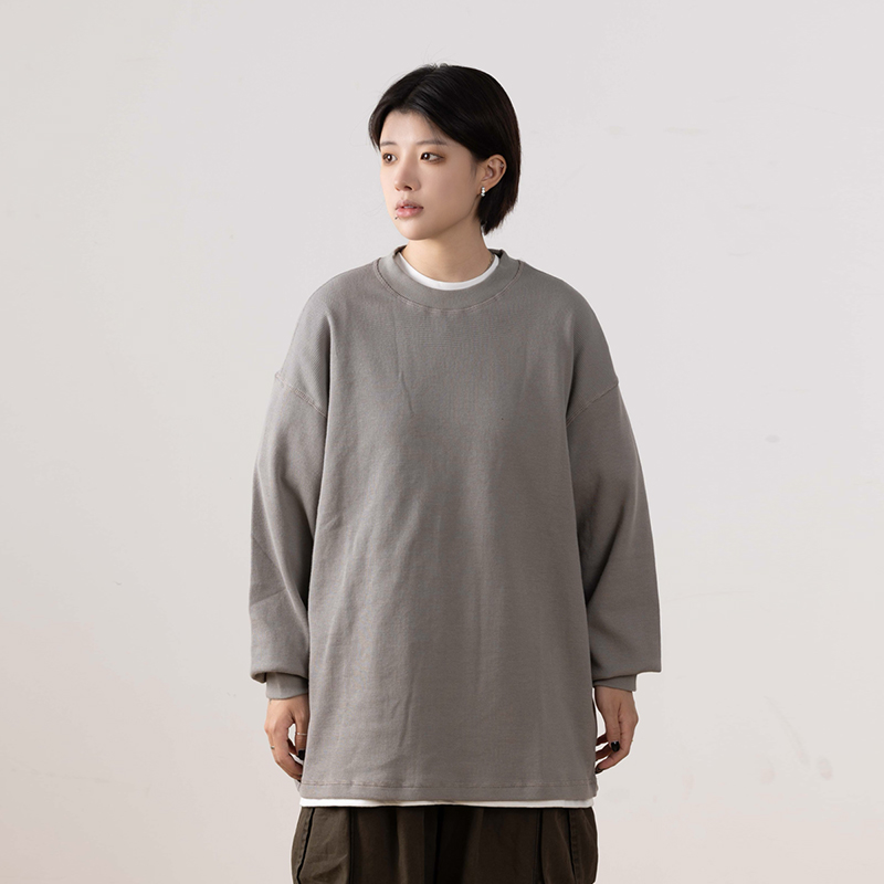 Autumn Minimalist Breathable Waffle Long Sleeve T-Shirt for Men - Loose Fit Round Neck Casual Wear Trend Autumn Minimalist Breathable Waffle Long Sleeve T-Shirt for Men - Loose Fit Round Neck Casual Wear Trend