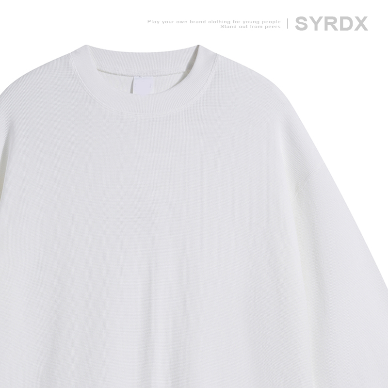 Autumn Minimalist Breathable Waffle Long Sleeve T-Shirt for Men - Loose Fit Round Neck Casual Wear Trend Autumn Minimalist Breathable Waffle Long Sleeve T-Shirt for Men - Loose Fit Round Neck Casual Wear Trend