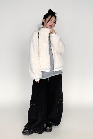 Autumn Winter Short-Haired Lamb Wool Coat - Loose Stylish Warm Stand-Up Collar Outerwear