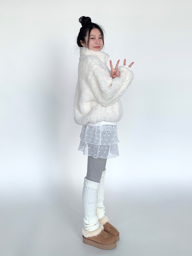 Autumn Winter Short-Haired Lamb Wool Coat - Loose Stylish Warm Stand-Up Collar Outerwear Autumn Winter Short-Haired Lamb Wool Coat - Loose Stylish Warm Stand-Up Collar Outerwear