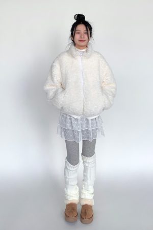 Autumn Winter Short-Haired Lamb Wool Coat - Loose Stylish Warm Stand-Up Collar Outerwear