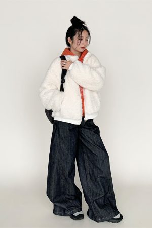 Autumn Winter Short-Haired Lamb Wool Coat - Loose Stylish Warm Stand-Up Collar Outerwear