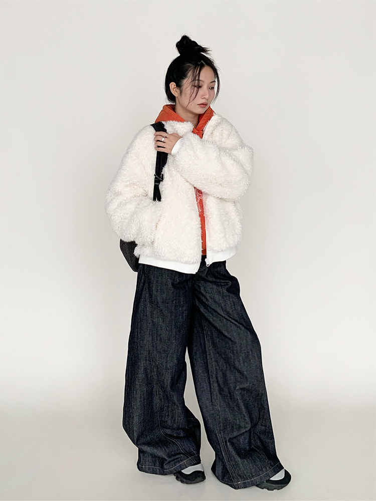 Autumn Winter Short-Haired Lamb Wool Coat - Loose Stylish Warm Stand-Up Collar Outerwear Autumn Winter Short-Haired Lamb Wool Coat - Loose Stylish Warm Stand-Up Collar Outerwear