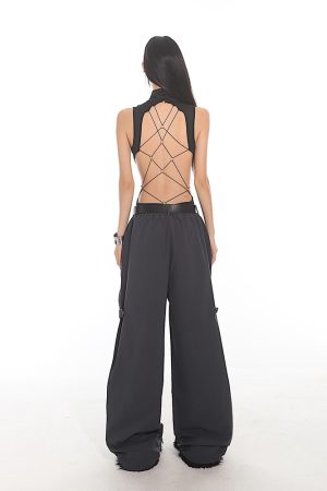 Backless Cross Slimming Jumpsuit Shorts - 2025 Summer Vietnamese Niche Design for Trendy Y2K Style