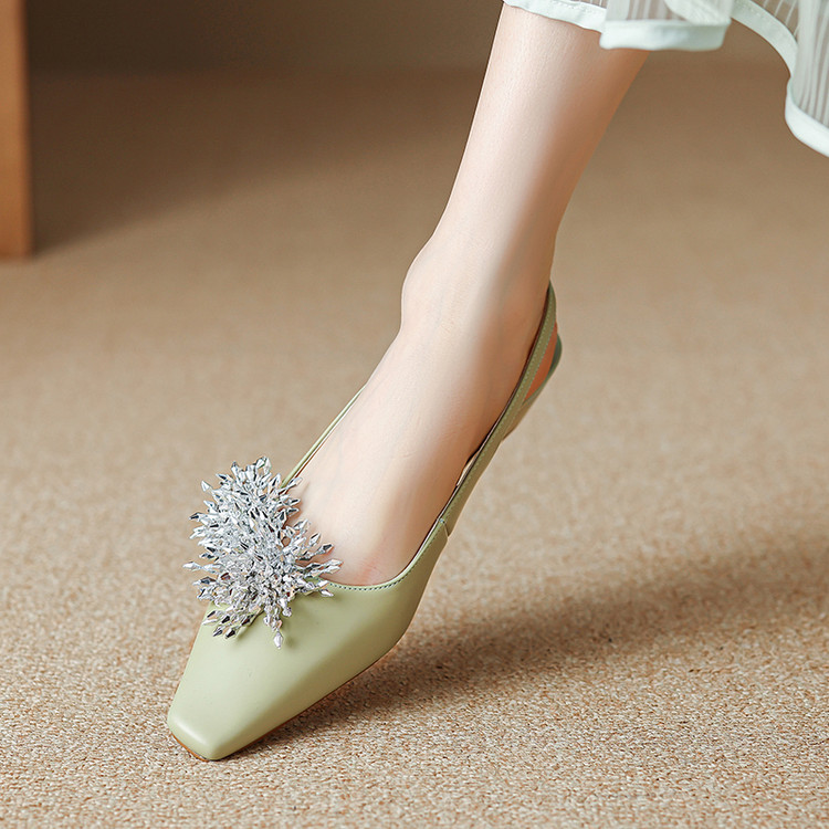 Backless Rhinestone Sandals for Women - French Fairy Style Closed-Toe Flats, Elegant Italian Design, Sparkling Fashion Footwear Backless Rhinestone Sandals for Women - French Fairy Style Closed-Toe Flats, Elegant Italian Design, Sparkling Fashion Footwear