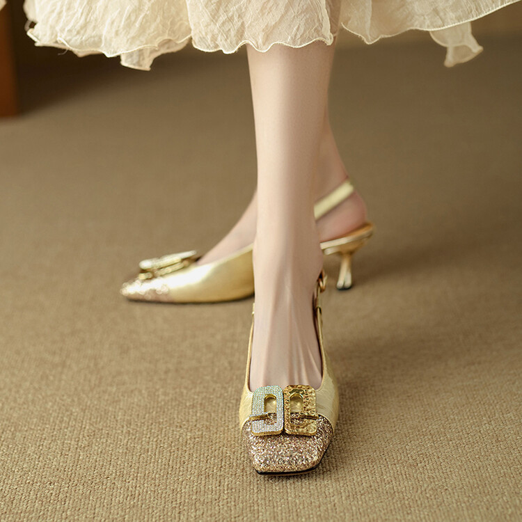 Backless Rhinestone Sandals for Women - French Mary Jane Thin High Heels, Versatile 90s Y2K Style Footwear Backless Rhinestone Sandals for Women - French Mary Jane Thin High Heels, Versatile 90s Y2K Style Footwear