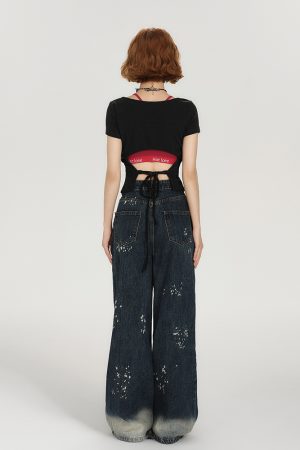 Backless Spicy Girl Short Sleeve T-Shirt for Women - American Style Summer Two-Piece Set with Strap Design