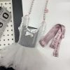 Ballet-Style Heart Phone Bag with Pearl Chain, Mesh Crossbody Tote for Girls - Cute and Chic Accessory