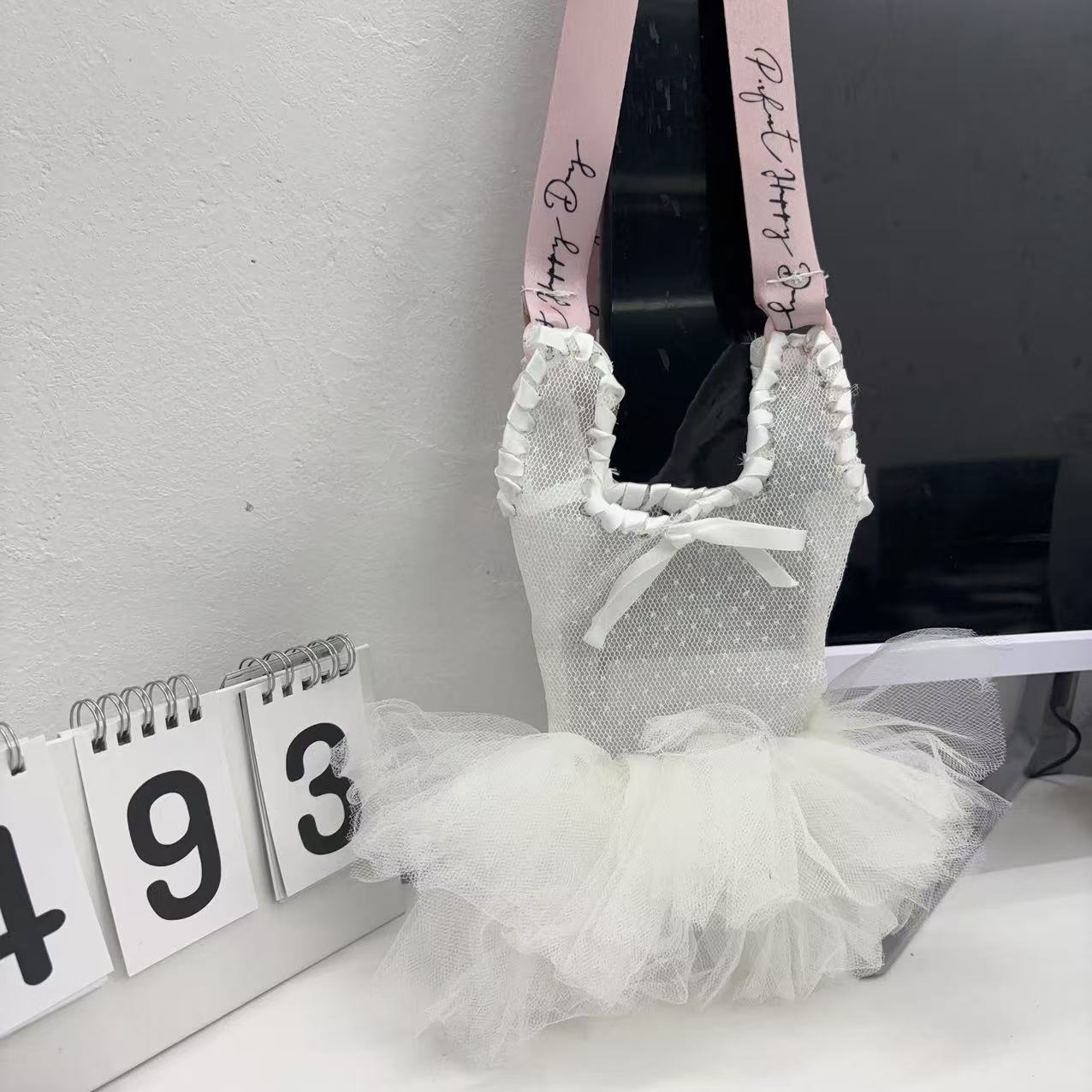 Ballet-Style Heart Phone Bag with Pearl Chain, Mesh Crossbody Tote for Girls - Cute and Chic Accessory Ballet-Style Heart Phone Bag with Pearl Chain, Mesh Crossbody Tote for Girls - Cute and Chic Accessory