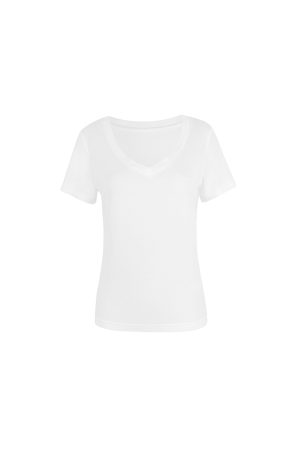 Basic Four-Color Tencel Wool Slightly Loose V-Neck Short Sleeve T-Shirt - Casual 90s Style Top