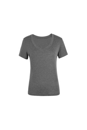 Basic Four-Color Tencel Wool Slightly Loose V-Neck Short Sleeve T-Shirt - Casual 90s Style Top