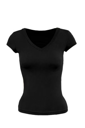 Basic Four-Color V-Neck Fitted Short Sleeve Versatile Top - Trendy Essential for Casual Chic Outfits