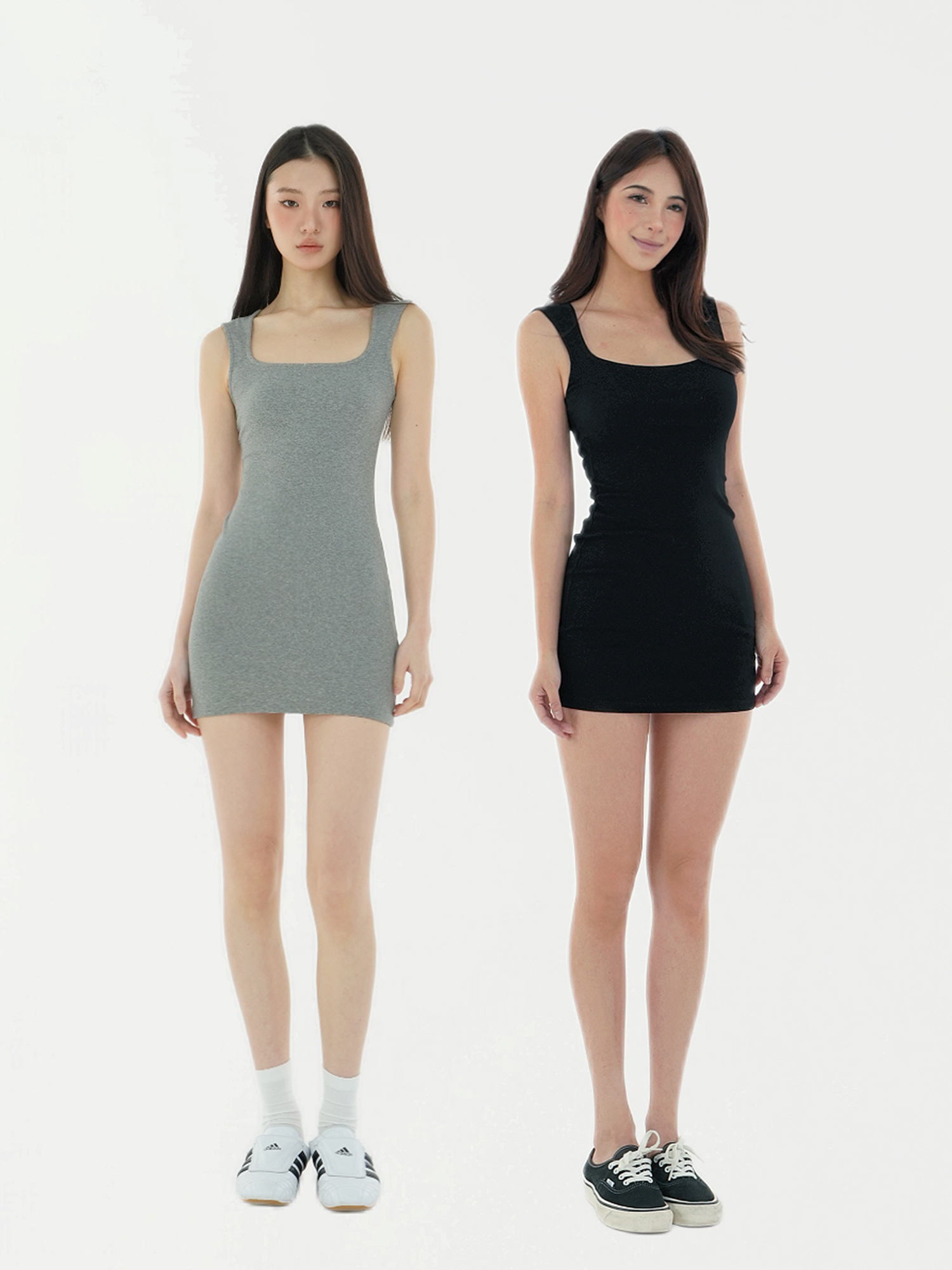 Basic Square Neck Sleeveless Fitted Stretchy Bodycon Dress - Perfect for 90s or Y2K Style, Essential for Every Wardrobe Basic Square Neck Sleeveless Fitted Stretchy Bodycon Dress - Perfect for 90s or Y2K Style, Essential for Every Wardrobe