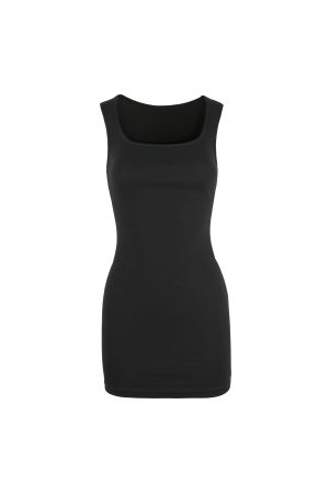 Basic Square Neck Sleeveless Fitted Stretchy Bodycon Dress - Perfect for 90s or Y2K Style, Essential for Every Wardrobe