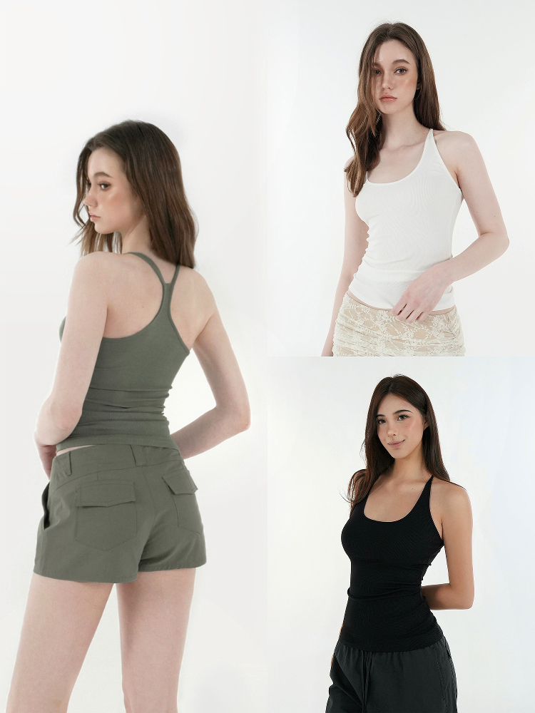 Basic U-Neck Slim Fit Spaghetti Strap Tank Top - Women’s Essential Top, Casual Wear, Layering Piece, Y2K Style Basic U-Neck Slim Fit Spaghetti Strap Tank Top - Women’s Essential Top, Casual Wear, Layering Piece, Y2K Style