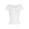 Basic U-Neck Slim Fit Stretch Short Sleeve Top with Henry Collar - Versatile Essential for Casual and Smart Outfits