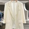 Beige Acetate Textured Blazer for Women - Stylish High-End Summer Suit, Versatile Design for 2025 Fashion Trends