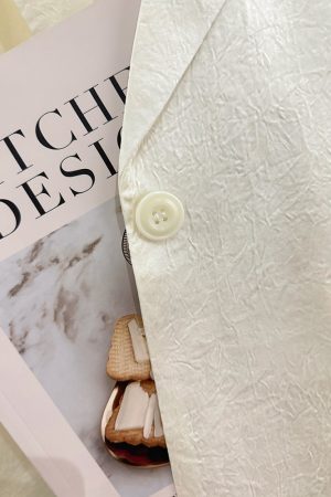 Beige Acetate Textured Blazer for Women - Stylish High-End Summer Suit, Versatile Design for 2025 Fashion Trends