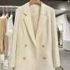 Beige Elegant Blazer Jacket for Women - 2025 Spring Autumn French Professional Style Suit Coat