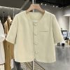 Beige French-Style Lightweight Women's Summer Jacket, Casual High-End Short Top for 2025 Street Style Fashion