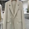 Beige High-End Minimalist Women's Blazer - Draped Fashion Suit Jacket for Stylish Commuting, Spring & Autumn 2025 Collection