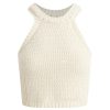 Beige Knitted Halter Top - Summer 2025 Fashion, Trendy Y2K Style for Women