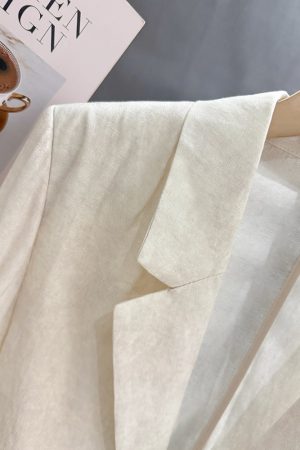 Beige Lace Patchwork Thin Blazer for Women - 2025 Summer Collection, Fashionable Mature Style Suit, Elegant Layering Piece