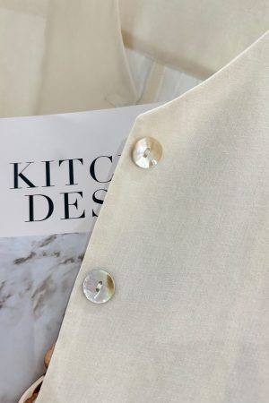 Beige Minimalist Short Sleeve V-Neck Shirt for Women - Versatile Thin Summer Jacket, Exquisite Trendy Top 2025