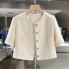 Beige Thin Blazer for Women - Chic Short Summer Jacket, Exquisite Gentlewoman Style 2025