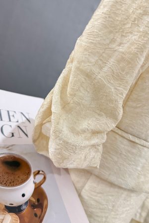 Beige Vintage Lightweight Suit Jacket for Women - 2025 Summer Slimming Pleated Blazer, Fashionable & Versatile 90s Style