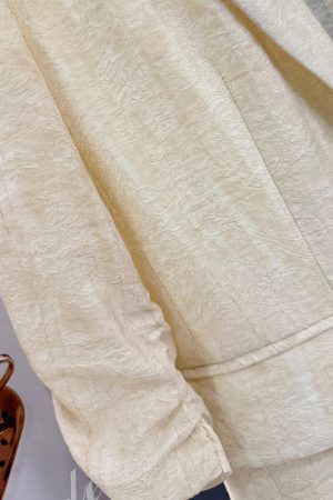 Beige Vintage Lightweight Suit Jacket for Women - 2025 Summer Slimming Pleated Blazer, Fashionable & Versatile 90s Style