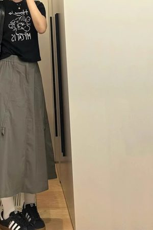 Black A-Line Work Skirt for Women - Mid-Length Slimming Umbrella Skirt for Pear-Shaped Figures - Summer 2025 Fashion