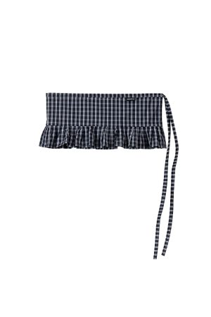 Black and White Checkered Handmade Pleated Lace One-Piece Tie Layered Skirt - Trendy Y2K Fashion Statement