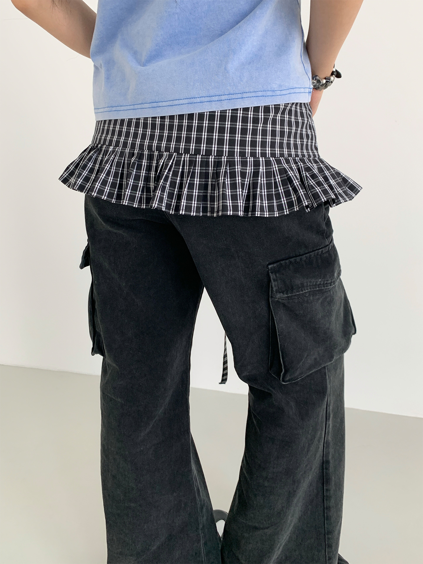 Black and White Checkered Handmade Pleated Lace One-Piece Tie Layered Skirt - Trendy Y2K Fashion Statement Black and White Checkered Handmade Pleated Lace One-Piece Tie Layered Skirt - Trendy Y2K Fashion Statement