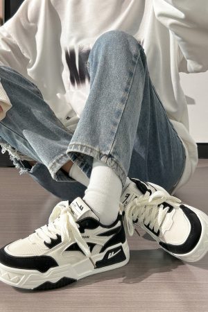 Black and White Unisex Thick-Soled Sneakers - Summer Mesh Breathable Couple Shoes - Versatile Popular Little White Shoes for Women